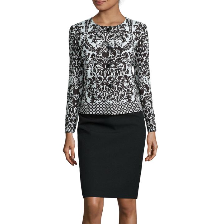Isabella Long-sleeve Jaquard Jacket Skirt Suit