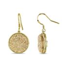 Lab-created Yellow Druzy 18k Yellow Gold Over Sterling Silver Drop Earrings