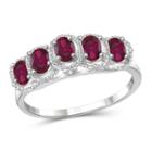 Womens Lead-glass Filled Ruby Sterling Silver Side Stone Ring