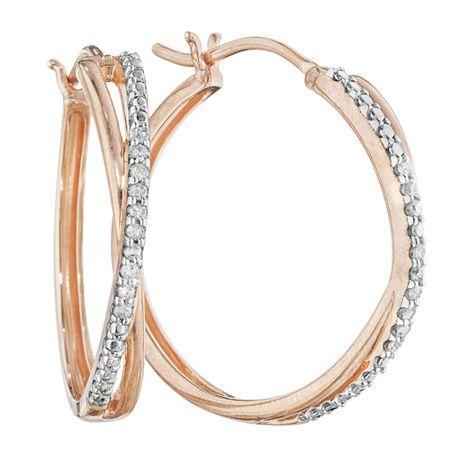 1/10 Ct. T.w. Diamond 14k Rose Gold Over Sterling Silver X-hoop Earrings