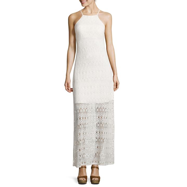 Bisou Bisou Sleeveless Halter Crochet Maxi Dress