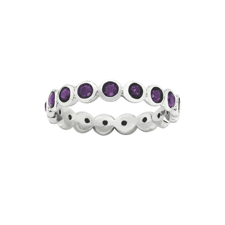 Personally Stackable February Purple Crystal Sterling Silver Eternity Ring