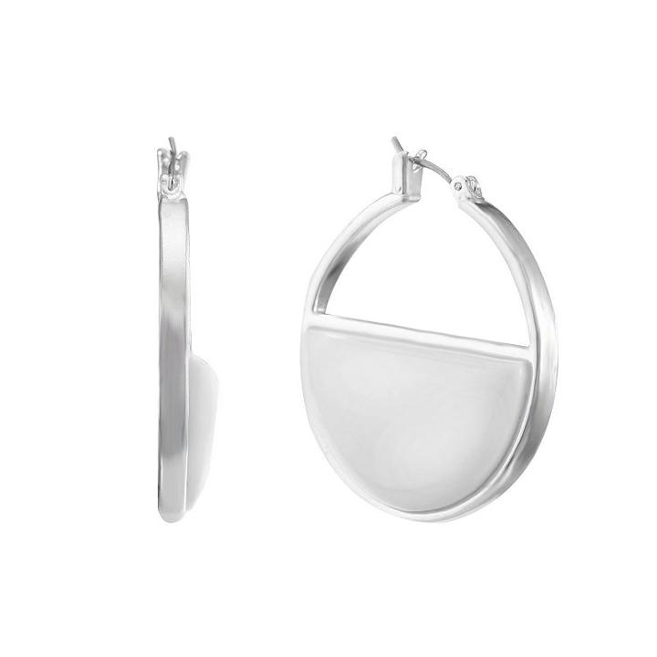 Liz Claiborne White 35.7mm Hoop Earrings