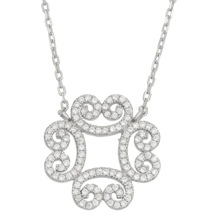 Diamonart Womens 1 1/2 Ct. T.w. White Cubic Zirconia Sterling Silver Pendant Necklace