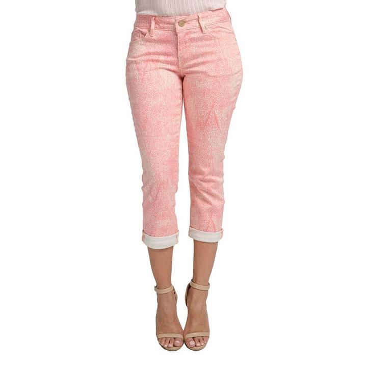 Twill Wovenchino Allover Print5-pocket Capri Pant With Cuffed Hem