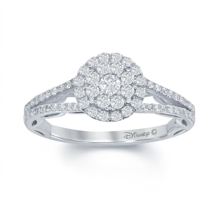 Enchanted By Disney 5/8 C.t.t.w. Diamond 14k White Gold Disney Princess Ruffle Gown Ring