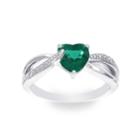 Womens Diamond Accent Lab Created Emerald Sterling Silver Cocktail Ring
