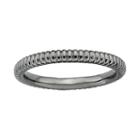 Personally Stackable Black-plated Sterling Silver 2mm Ribbed Ring