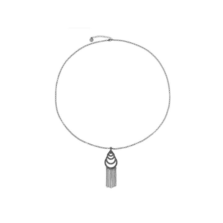 Liz Claiborne Gray Round Long Tassel Pendant Necklace