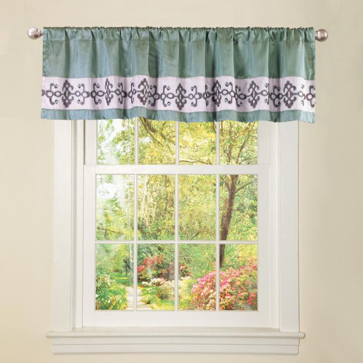 Lush Decor Abigail Seagreen Valance Brown Single 18x84