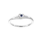 Genuine Blue Sapphire 10k White Gold Heart Promise Ring