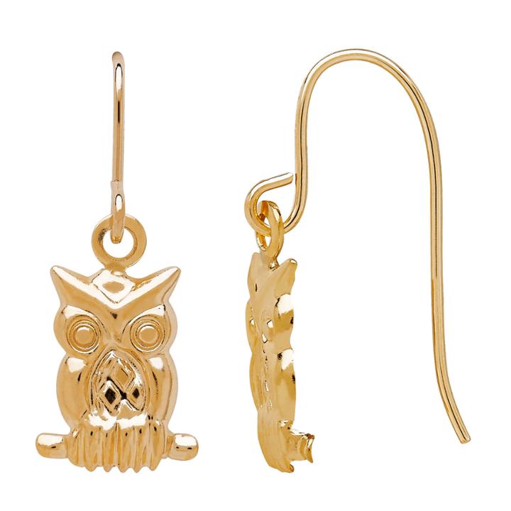 Limited Quantities! 10k Yellow Gold Owl Drop Earrings