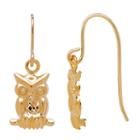Limited Quantities! 10k Yellow Gold Owl Drop Earrings