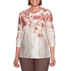 Alfred Dunner Sunset Canyon 3/4 Sleeve Crew Neck Floral T-shirt-womens