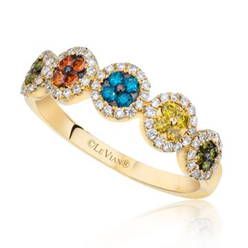 Levian Corp Womens 1/2 Ct. T.w. Color Enhanced Multi Color Diamond 14k Gold Cocktail Ring