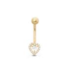 10k Yellow Gold Cubic Zirconia 7mm Heart Belly Ring