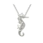 Diamond-accent 10k White Gold Seahorse Mini Pendant Necklace