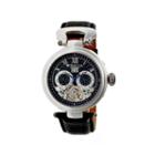 Heritor Automatic Ganzi Mens Leather Day & Date-silver/black Watches