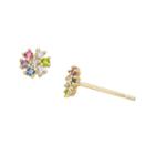 Multi Color Cubic Zirconia 4.7mm Flower Stud Earrings
