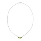 Genuine Peridot & Diamond-accent Heart-shaped 3-stone Sterling Silver Necklace