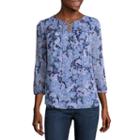 St. John's Bay 3/4 Sleeve Paisley Peasant Top