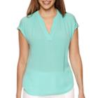 Liz Claiborne Extended-shoulder Split-neck Top - Tall