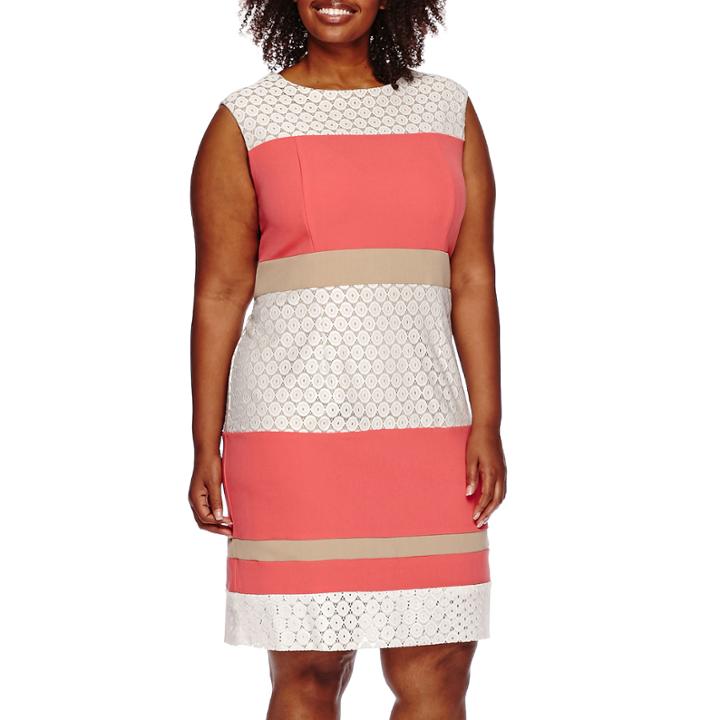 Studio 1 Sleeveless Lace Stripe Sheath Dress - Plus