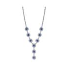 1928 Jewelry Silver-tone Blue Crystal Flower Y-necklace