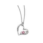 Survivor Collection Genuine Clear & Pink Swarovski Topaz Sterling Silver Heart Of Streng Necklace