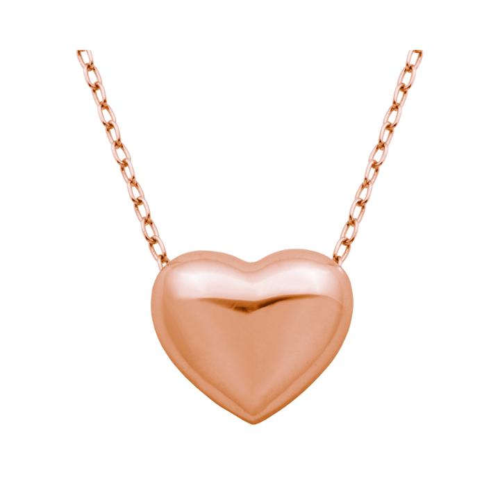 18k Rose Gold Over Silver Puffed Heart Pendant Necklace