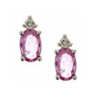 Limited Quantities! Diamond Accent Oval Pink Sapphire 10k Gold Stud Earrings