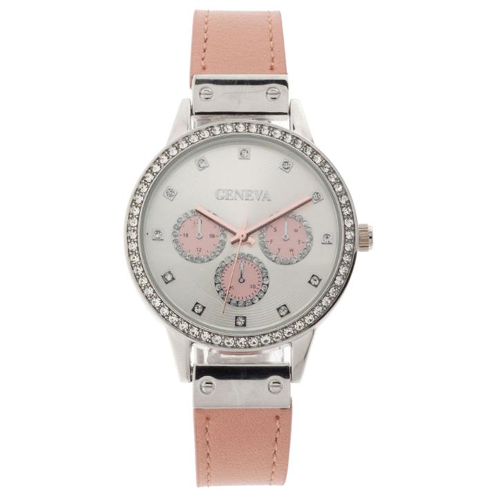 Geneva Womens Pink Strap Watch-jcp3031st