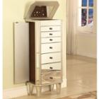 Mirrored Jewelry Armoire With Silver-tone Wood