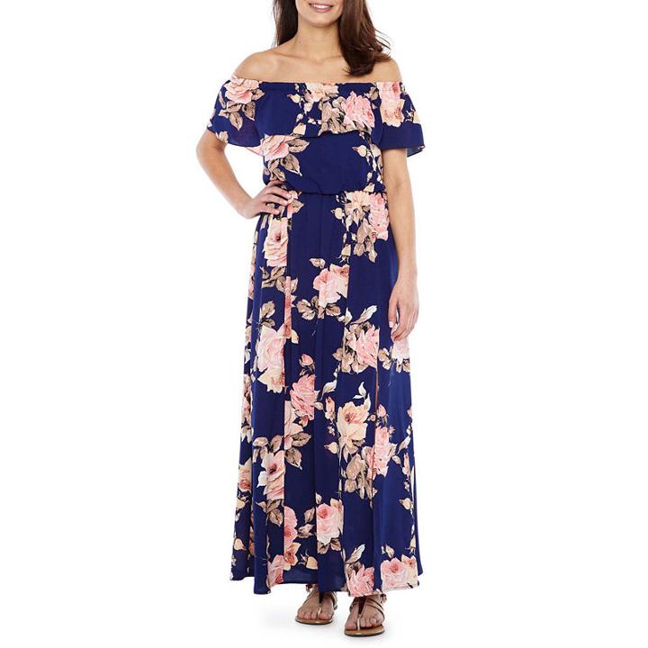 Premier Amour Off The Shoulder Floral Maxi Dress