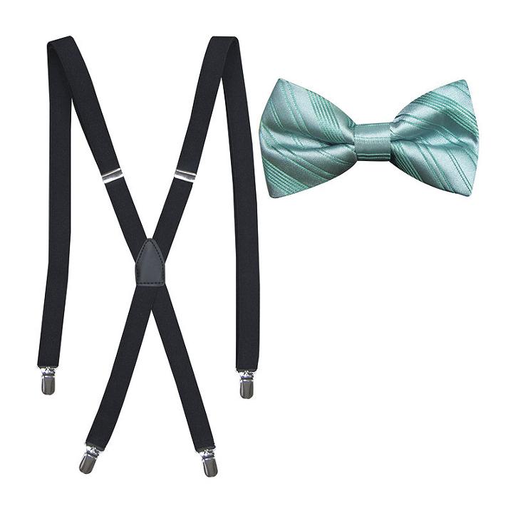 Jf J. Ferrar Striped Bowtie And Suspender Set