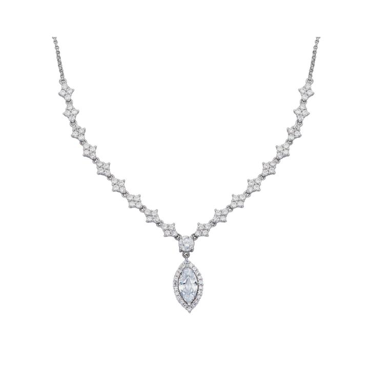 Diamonart Cubic Zirconia Sterling Silver Marquise Necklace