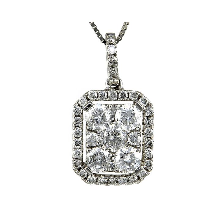 Limited Quantities 7/8 Ct. T.w. Diamond 14k White Gold Square Pendant Necklace