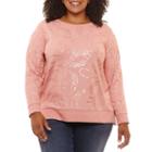 St. John's Bay Long Sleeve Foil Step Hem Sweatshirt-plus