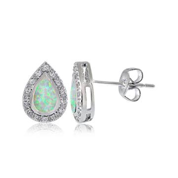 Dazzling Designs&trade; Simulated Opal And Cubic Zirconia Teardrop Earrings