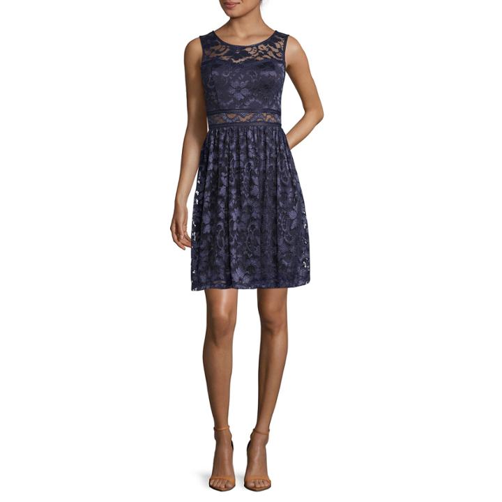 By & By Sleeveless Allover Lace Illusion Fit-and-flare Dress - Juniors