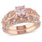 Womens 1/4 Ct. T.w. Genuine Pink Morganite 10k Gold Bridal Set
