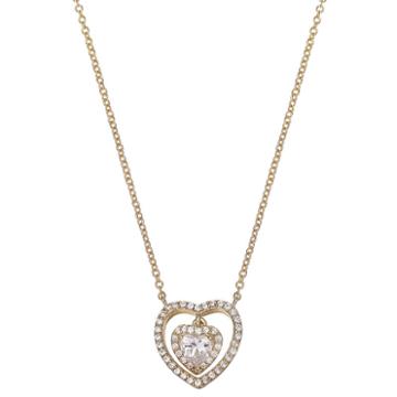 Gold Reflection Womens Heart Pendant Necklace