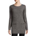 By & By Marl Zip Pocket Rib Tunic Scoop Neck Pullover Sweater-juniors