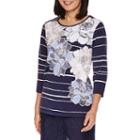 Alfred Dunner Floral Stripe Tee