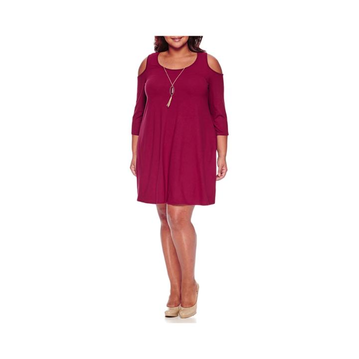 Love Reigns 3/4 Sleeve A-line Dress-juniors Plus