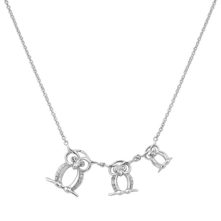 Diamonart Womens Cubic Zirconia Sterling Silver Owl Pendant Necklace