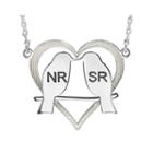 Personalized 25mm Love Birds Heart Couples Necklace
