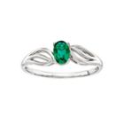 Womens Lab Created Green Emerald Sterling Silver Solitaire Ring