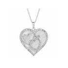 Sterling Silver Mother Of Pearl And Crystal Heart Pendant Necklace