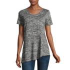 A.n.a Short Sleeve Scoop Neck Asymmetrical Hem Top